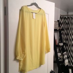 Yellow semi sheer baby doll dress