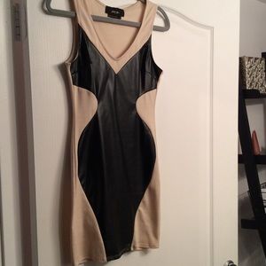 Nasty gal black faux leather and nude dress