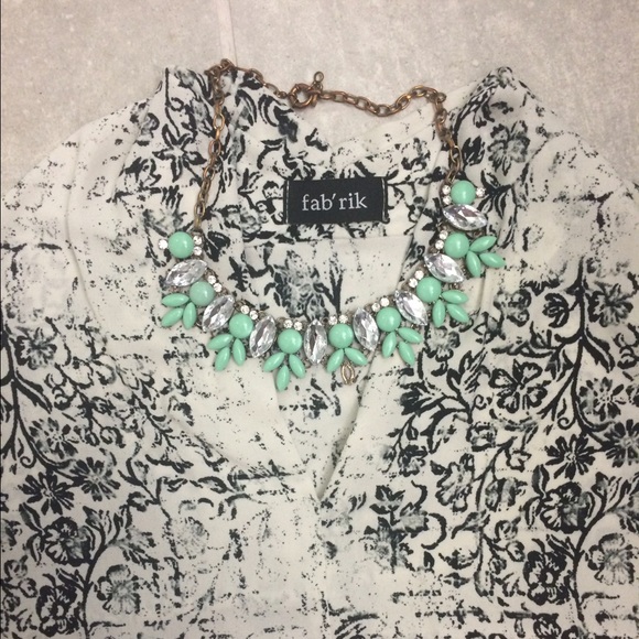 Fab'rik Black and White Floral Blouse