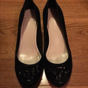 BCBG Black Snake Treese Pump Wedges