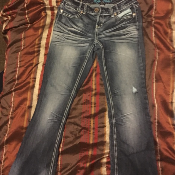boot cut blue jeans