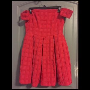 Red textured party dress