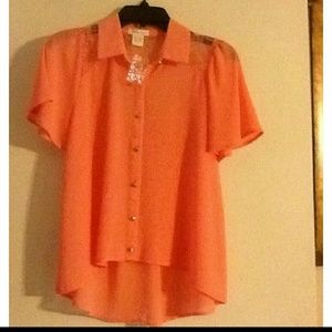 Peach & Lace Flirty Top