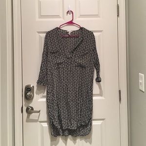 H & M Black, White, and Coral Mid Length Dress