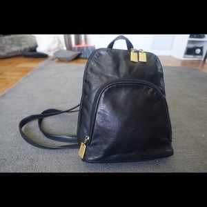 Leather Black mini backpack