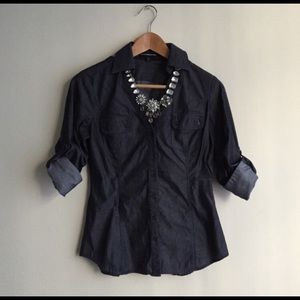 Express denim button down shirt