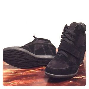 Suede Wedge Ankle Lace-Up Booties