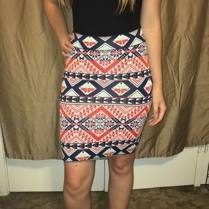 BCBG Starr Peruvian Patchwork Jacquard Skirt