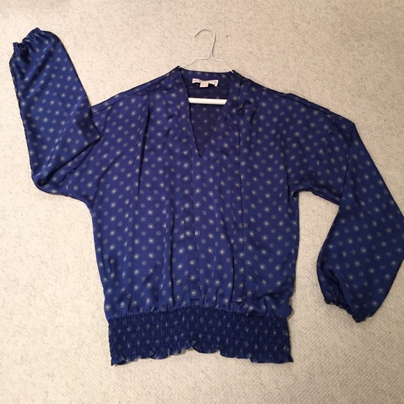 Navy neck tie blouse