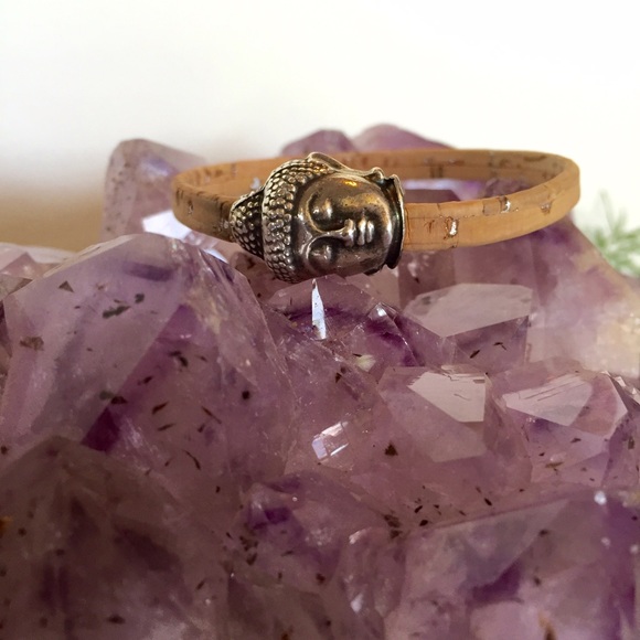 Silver & cork leather bracelet & Buddha clasp NWT