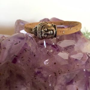 Silver & cork leather bracelet & Buddha clasp NWT