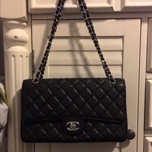 Black double flap bag