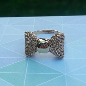 SOLD 9K Rose Gold Plated Adjustable Mesh Bow Ring