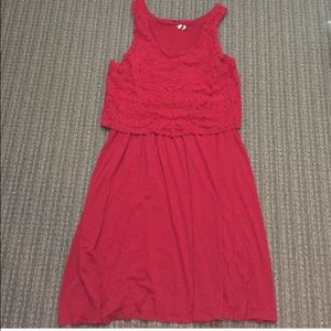 Anthropologie, red lace overlay dress