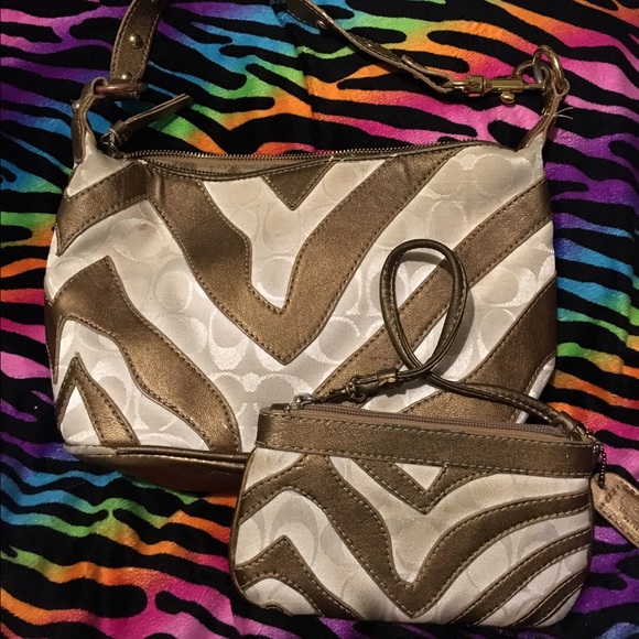 Coach purse and matching wristlet/wallet