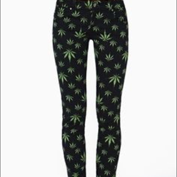 Marijuana leaf jeans