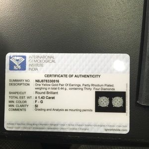 Diamond earring si quality and GH color excellent