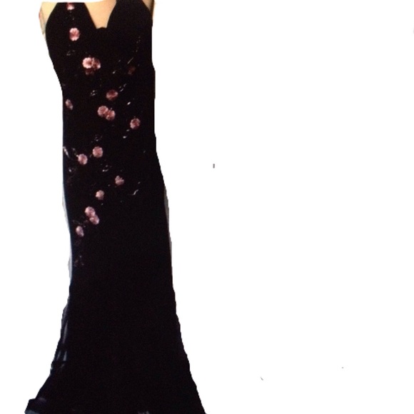 Mermaid, halter top beaded evening gown