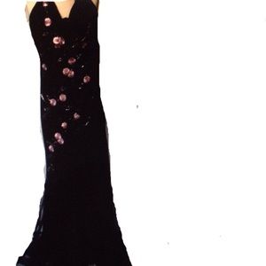 Mermaid, halter top beaded evening gown