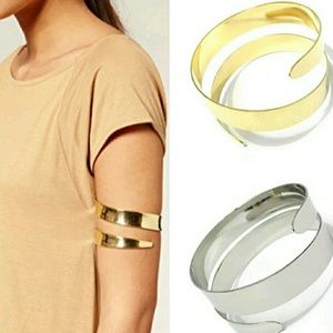 Silver plated swirl wrap adjustable upper arm cuff