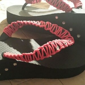 Black Wedge flip flops