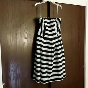 Ashley Stewart half black and white stripe dress