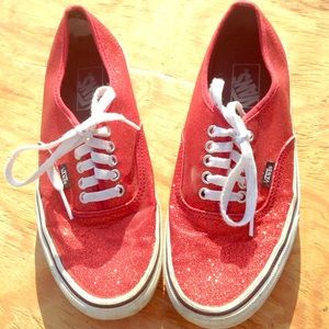 red sparkly Vans