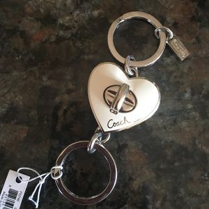 Coach white nwt heart keychain