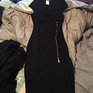 Black dress with gold zipper