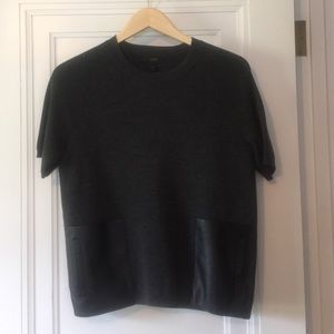 Charcoal grey J.Crew sweater black leather pockets