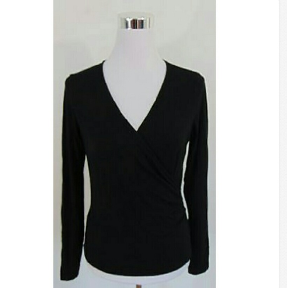 Preloved ralph lauren sexy wrap black blouse sizeM