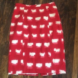 Anthropologists red/white pencil skirt. Size 6.