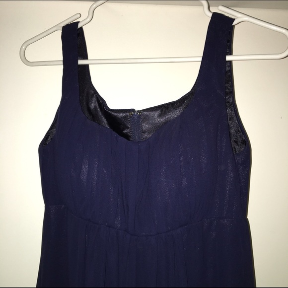 Navy Maxi Ballgown Bridesmaid Prom Chiffon Dress - Picture 2 of 4