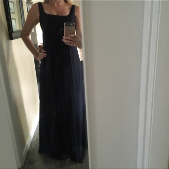 Navy Maxi Ballgown Bridesmaid Prom Chiffon Dress - Picture 4 of 4