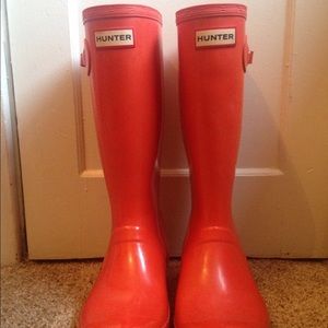 Hunter orange rain boots