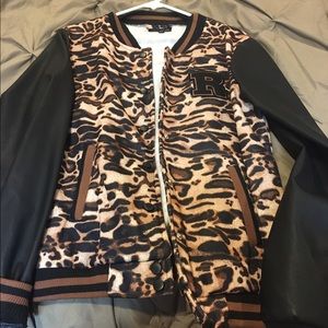 LIGHT weight leopard letterman jacket