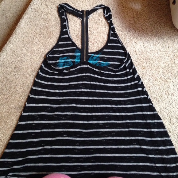 Black and white striped shirt with red and blue - Picture 2 of 2