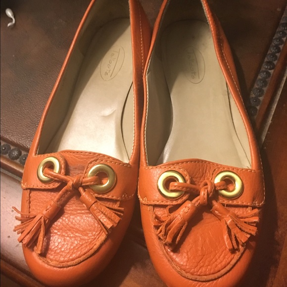 Orange Leather flats.