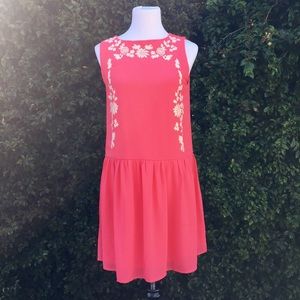 NWT ShopRuche Bright Coral Drop Waist Dress