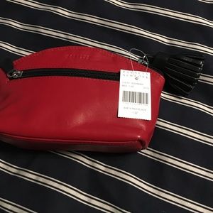 NWT Barneys NY small red leather cosmetic bag