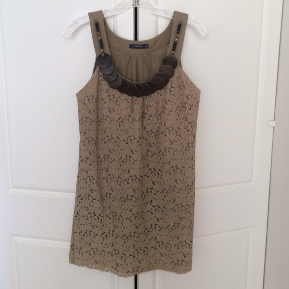Lace dress with wooden bead detail by Theme