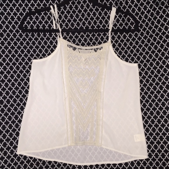 Cream Chiffon Tank with Aztec Center