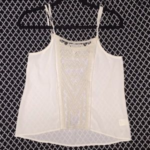 Cream Chiffon Tank with Aztec Center