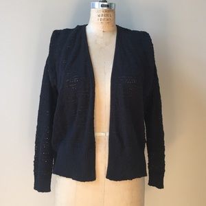 LOFT black pointelle cropped cardigan size M