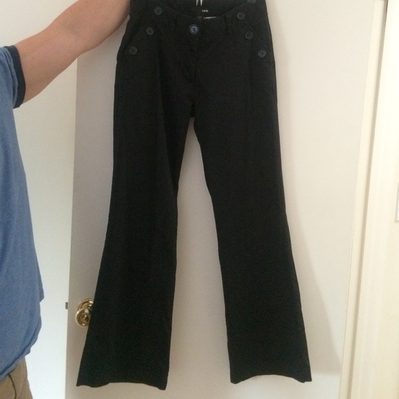 Black cotton Springtime lightweight sailor pants. - Picture 2 of 3