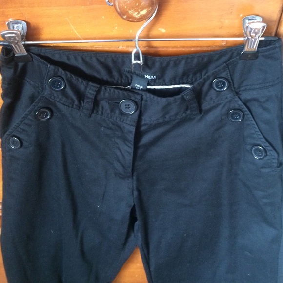 Black cotton Springtime lightweight sailor pants. - Picture 3 of 3