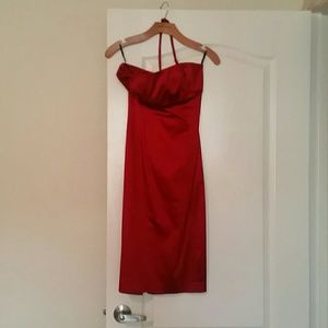 Bebe satin red strapless sexy dress