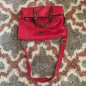 Fossil Fold Over Satchel, Red