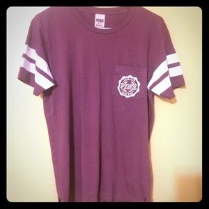 XS PINK oversized pocket campus tee!