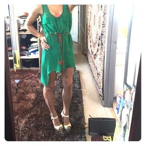 Sheer, green, high-low, shirt/dress
